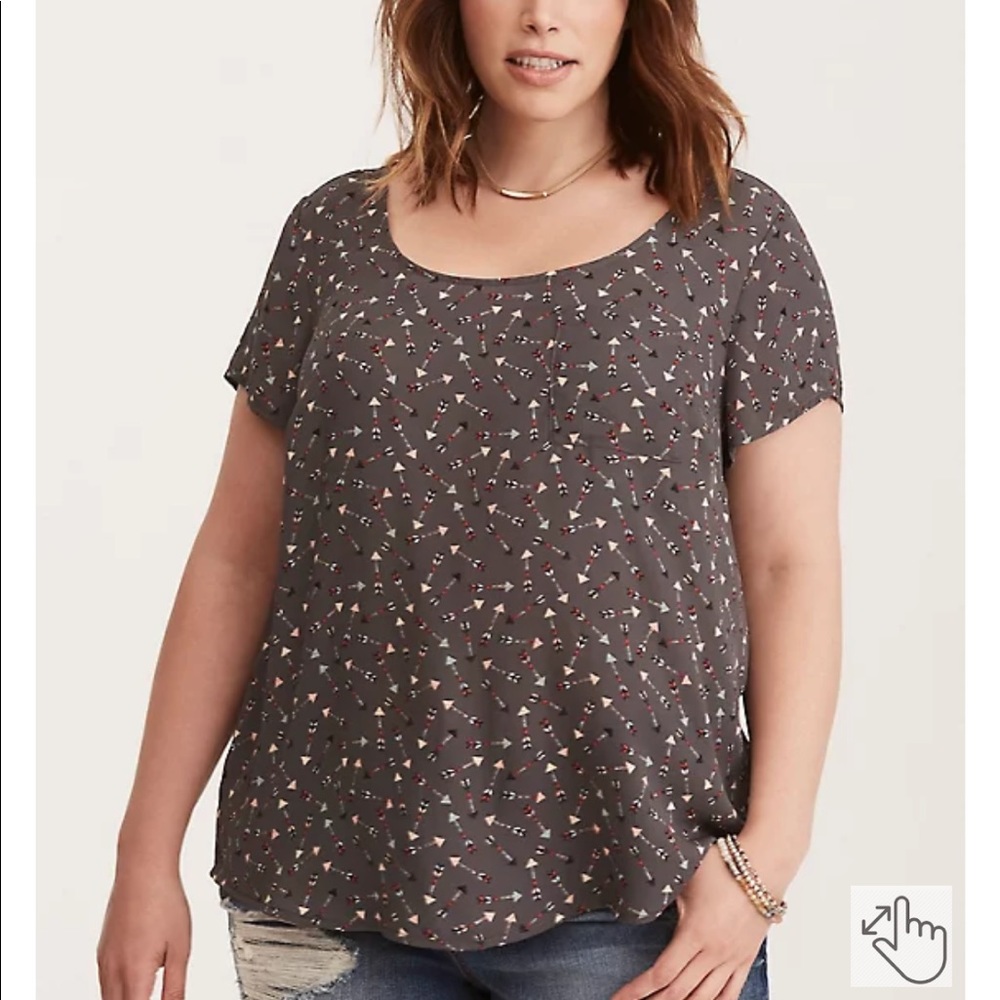 Torrid Arrow Georgette Button Back Blouse